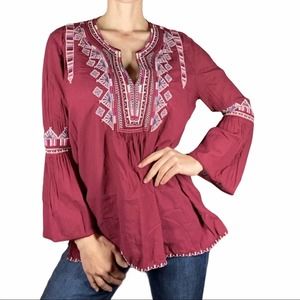 Johnny Was Boho Embroidered Tunic Blouse Sz M